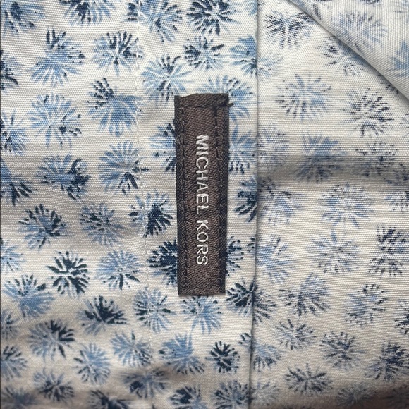 Michael Kors white with blue floral print slim fit s/s sz S - Picture 5 of 6